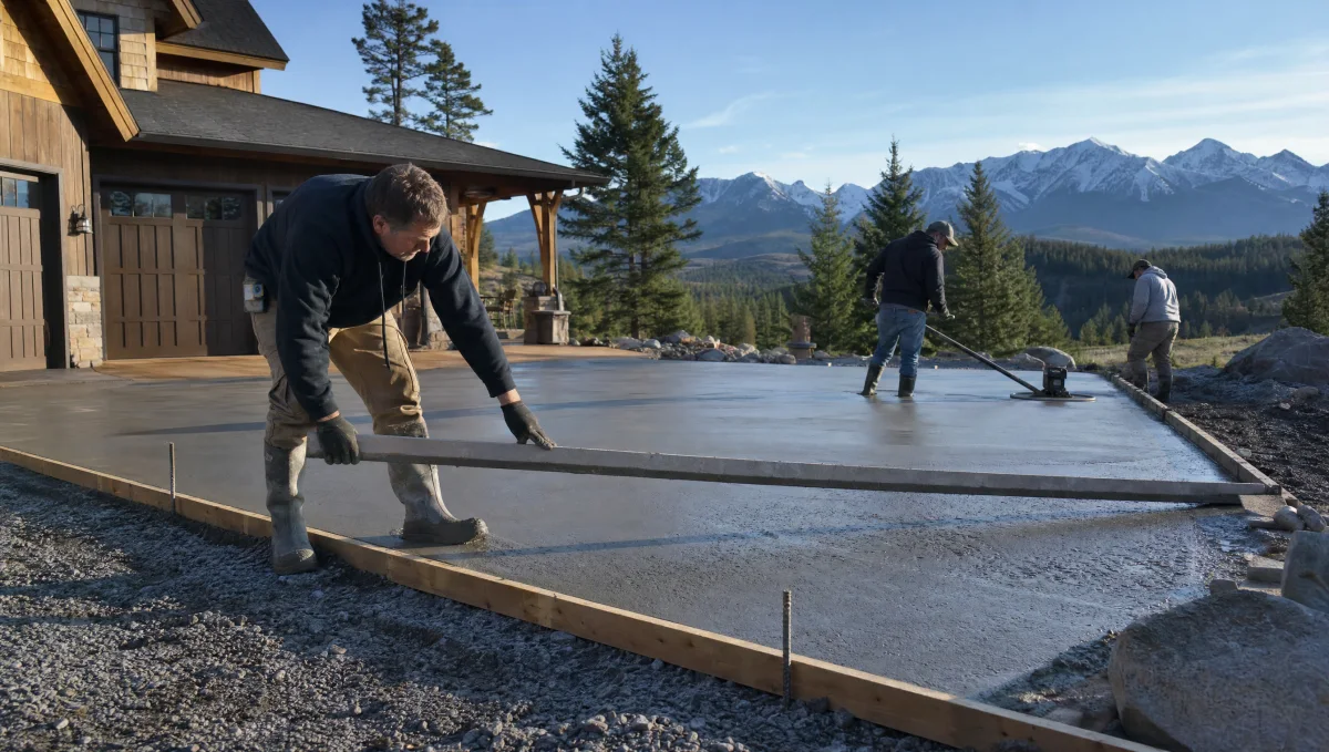 screeding a new driveway slab in Salida, CO