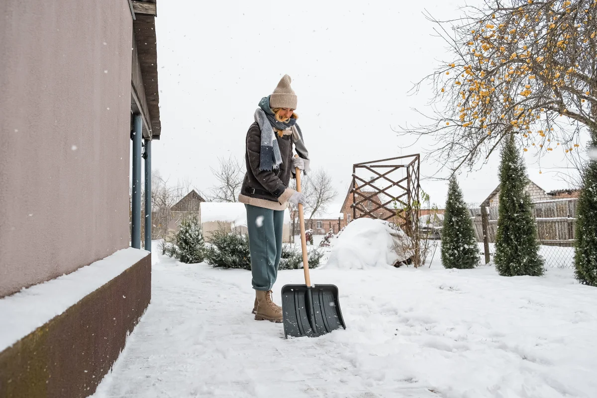 sidewalk snow clearing in Salida, CO